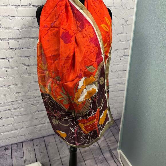 Vintage Silk Floral Lightweight Fashion Scarf - Picture 2 of 6